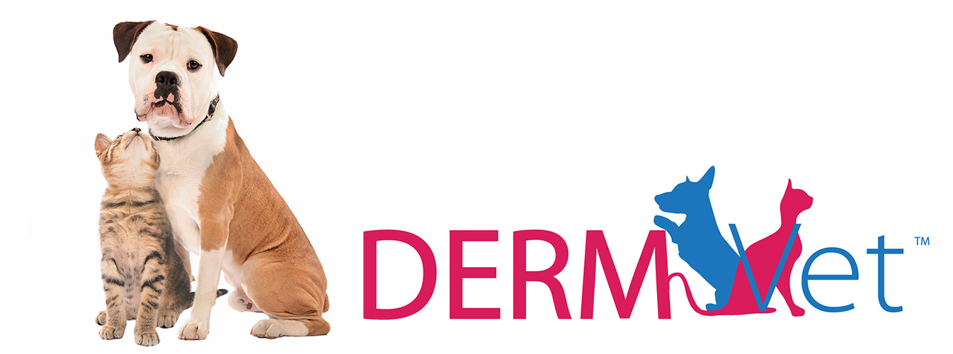 Cat and dog with DermVet logo